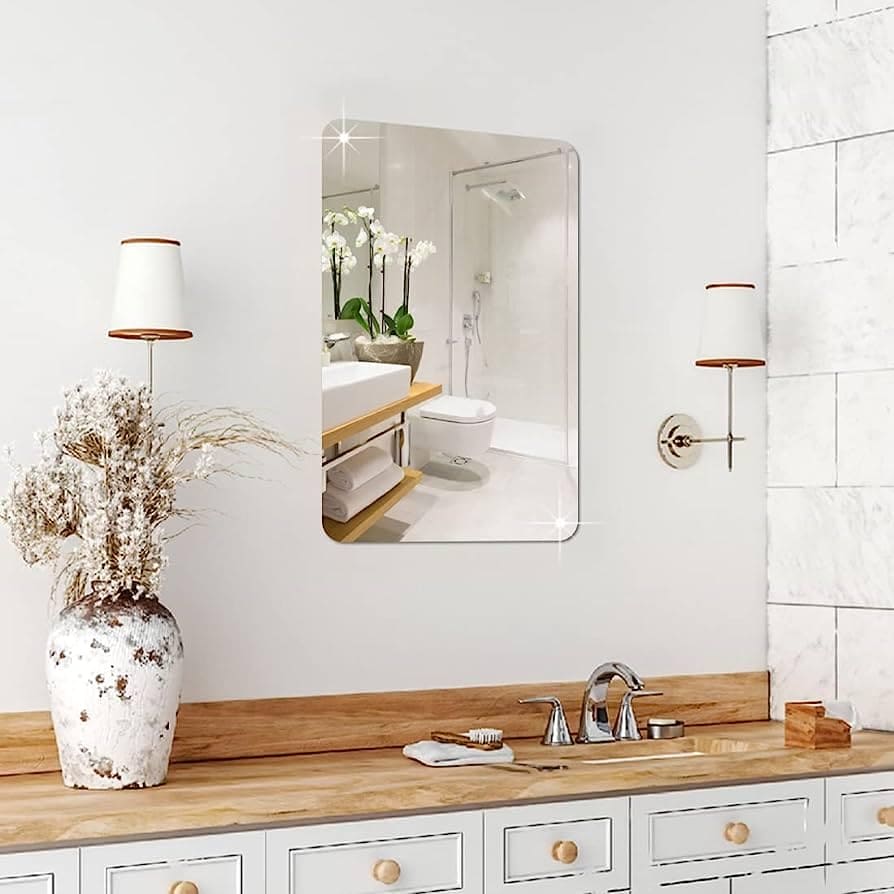 Rectangular Mirror Sticker, Self Adhesive Wall Mirror Sheet, Flexible Non-Glass Mirror Tiles, Unbreakable Acrylic Wall Mirror, Home, Bathroom Magic Mirror Sticker Rectangular Mirror Sticker, Self Adhesive Wall Mirror Sheet, Flexible Non-Glass Mirror Tiles, Unbreakable Acrylic Wall Mirror, Home, Bathroom Magic Mirror Sticker